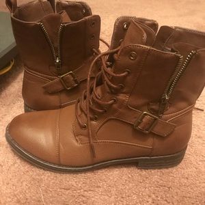 Brown combat boots